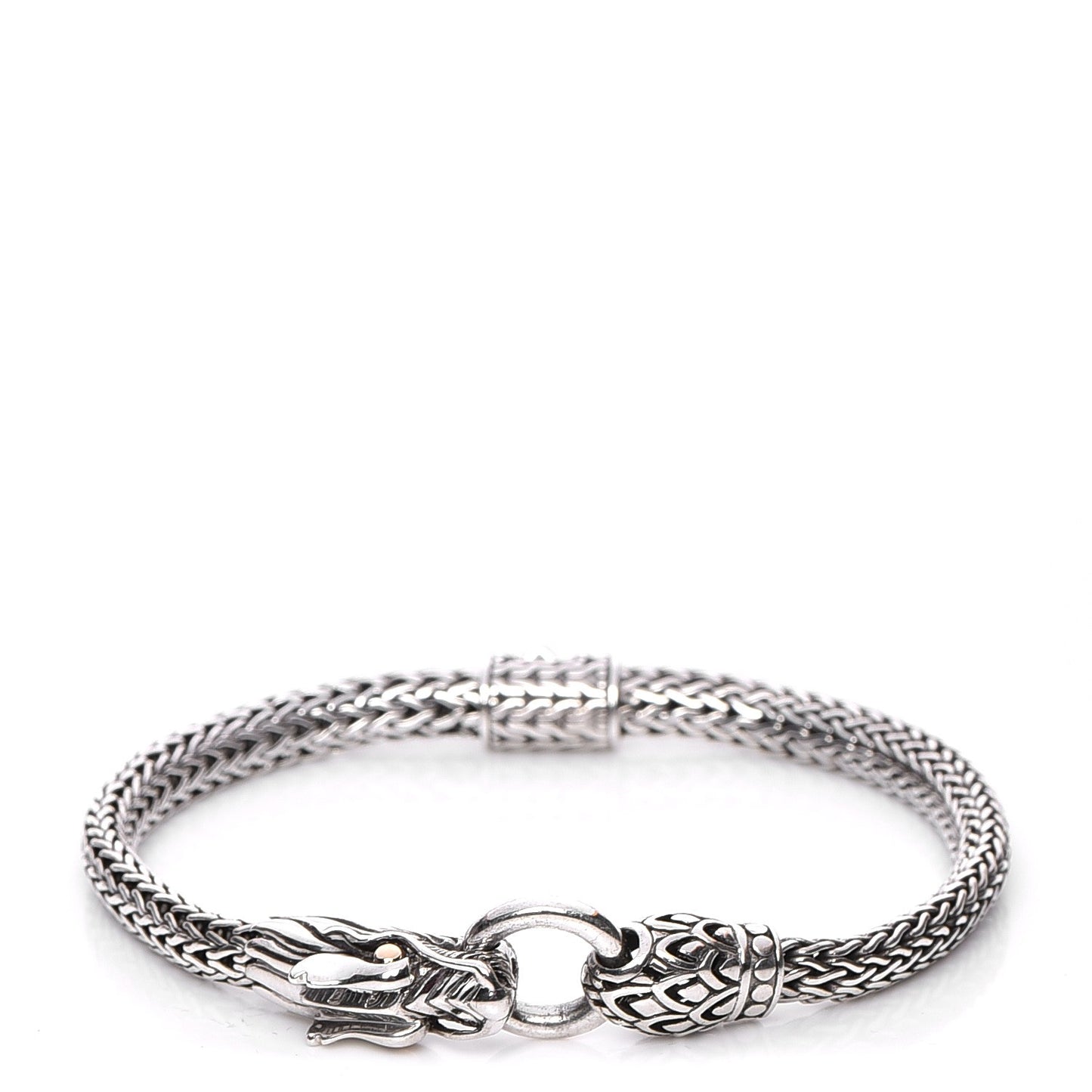 Sterling Silver 18K Yellow Gold Dragon Head Bracelet M