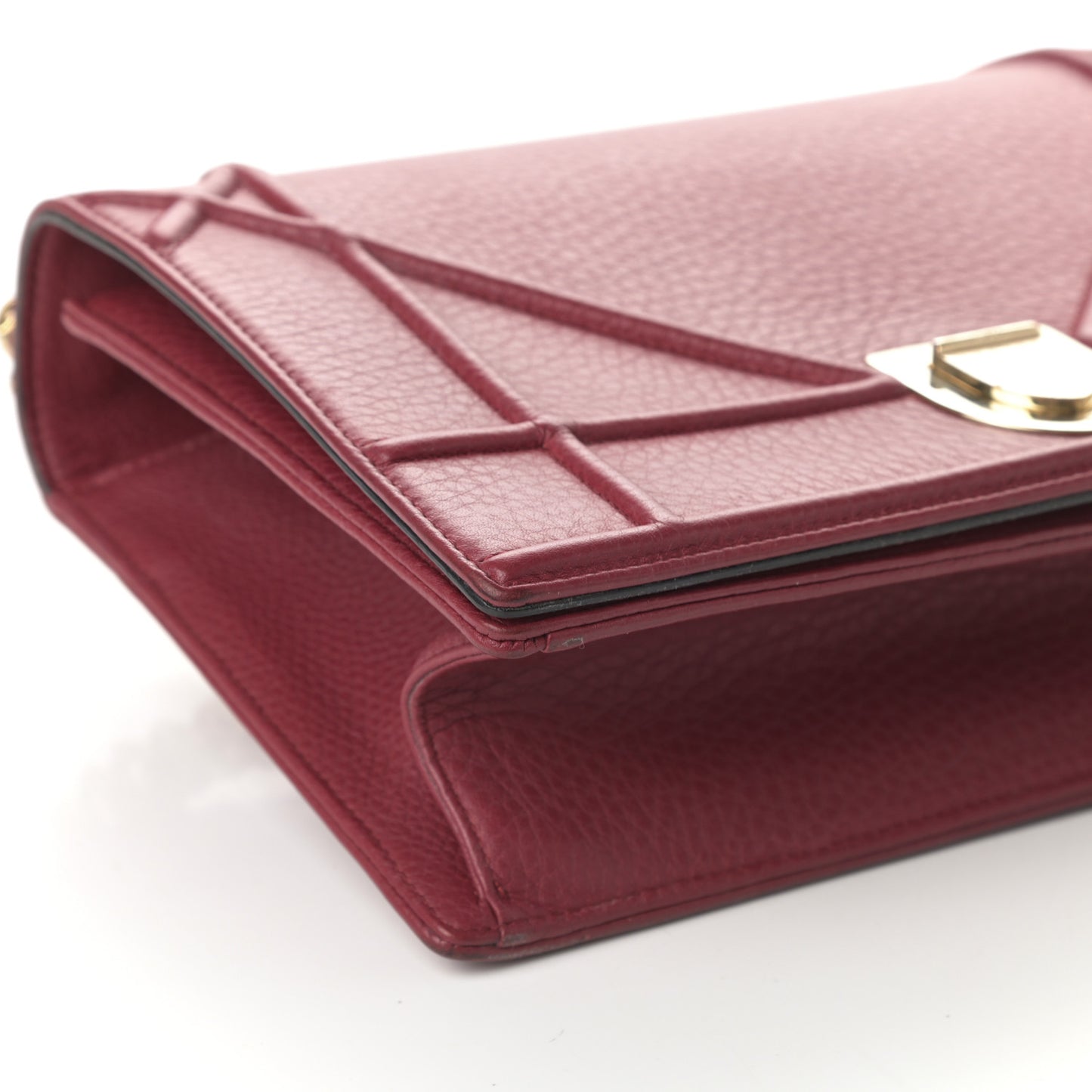 Grained Calfskin Medium Diorama Flap Bag Burgundy