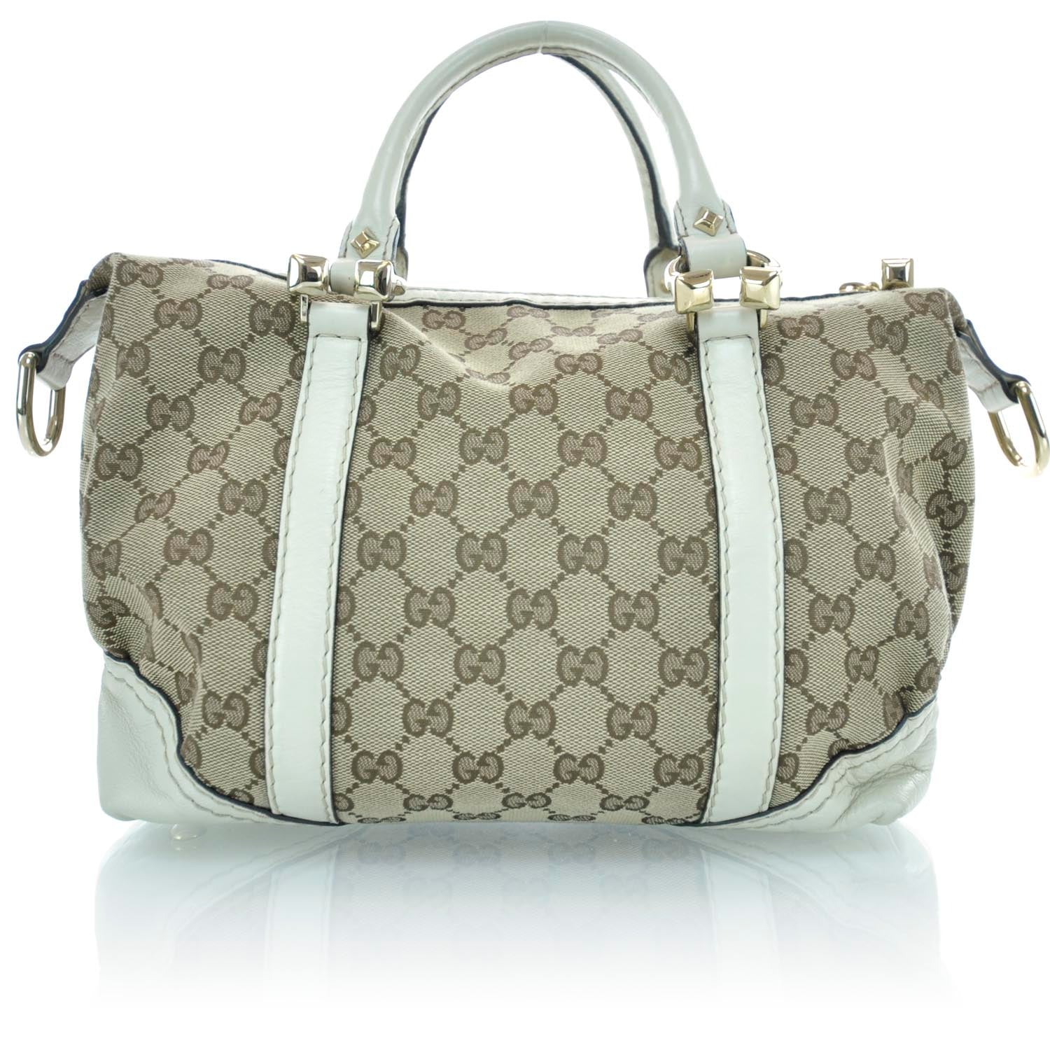 Gucci Monogram Horsebit Nail Boston White 1 of 12