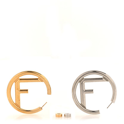 Fendi Metal FF Hoop Earrings Gold Silver 3 of 7