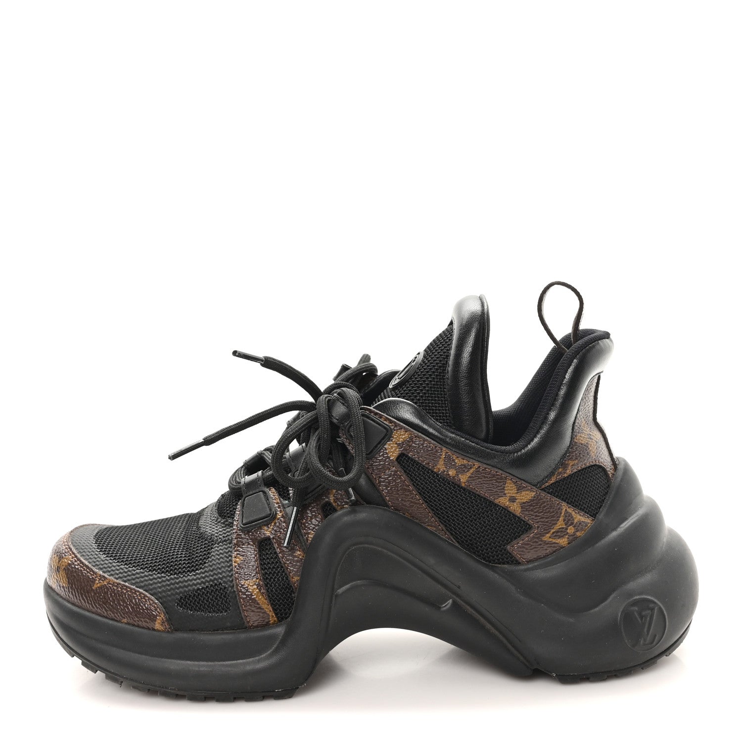 Louis Vuitton Calfskin Patent Monogram LV Archlight Sneakers 37.5 Black 1 of 9