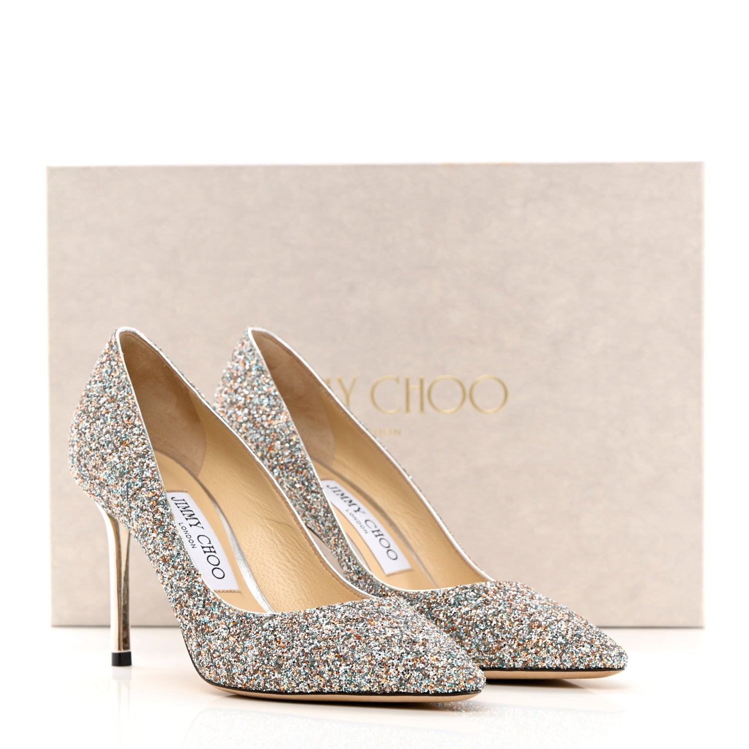 Jimmy Choo Glitter Pointy Toe Romy 85 Pumps 36 Silver Multicolor 10 of 10