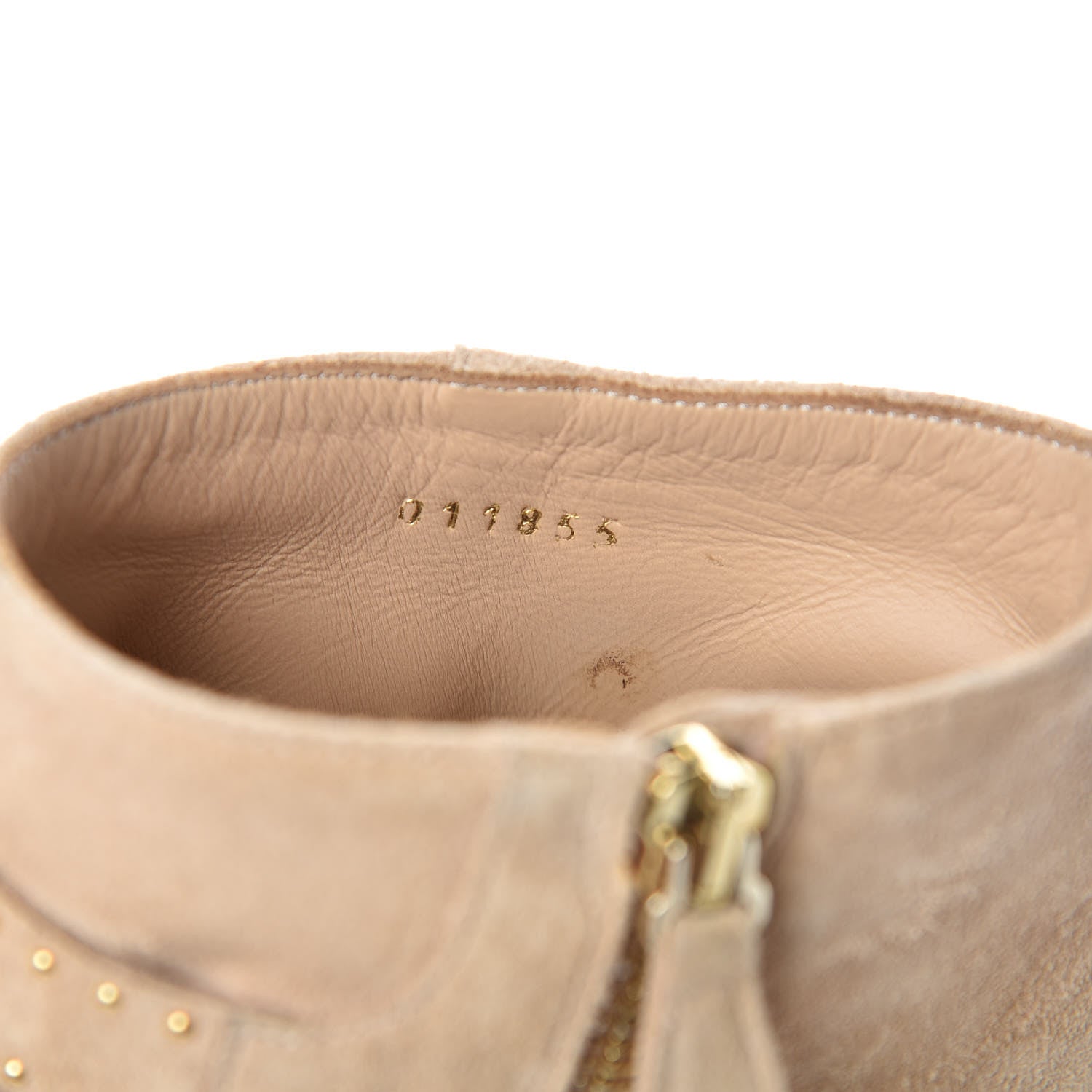 Chloe Suede Sheepskin Studded Susanna Ankle Boots 36.5 Beige Gold 13 of 14