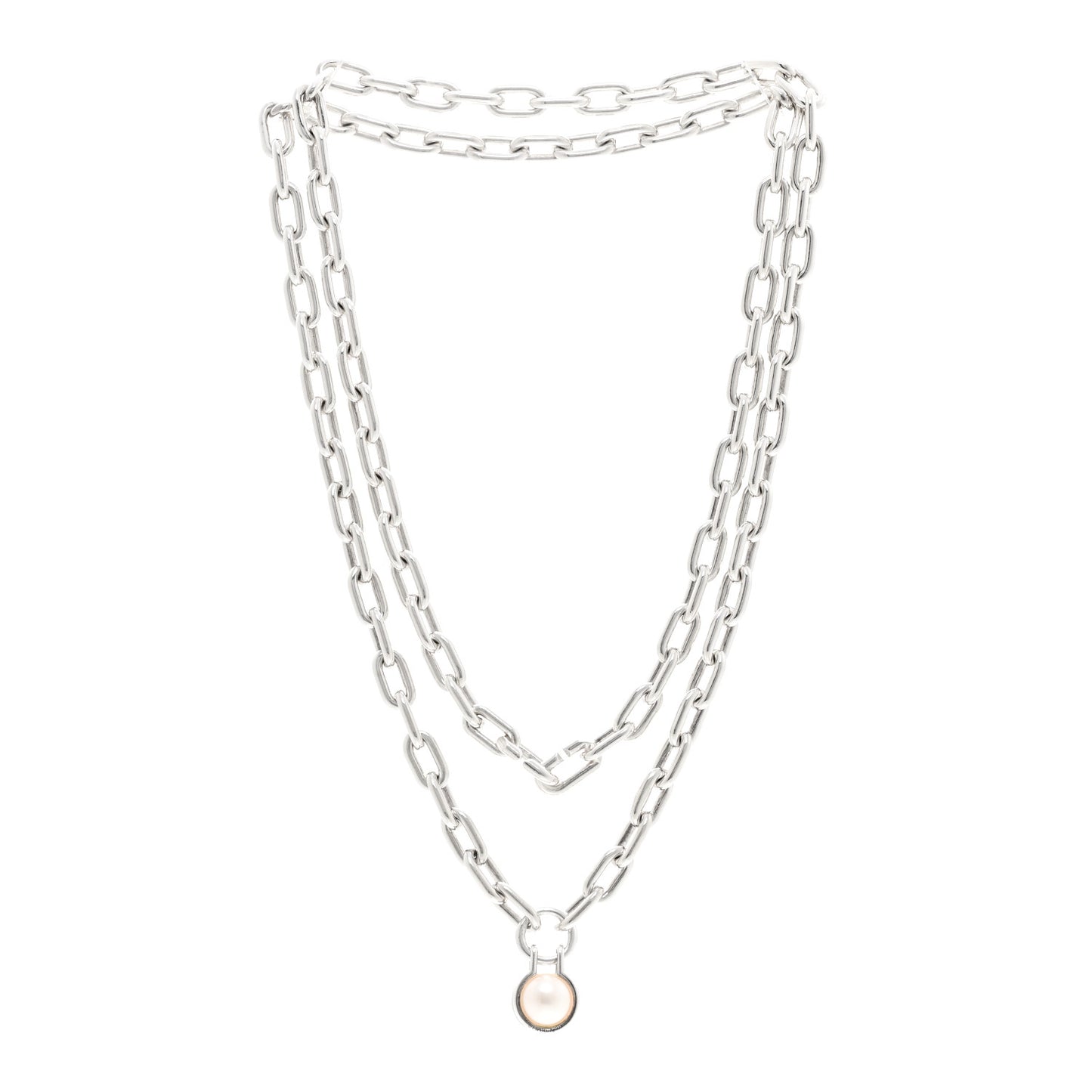 Sterling Silver Cultured Pearl HardWear Necklace