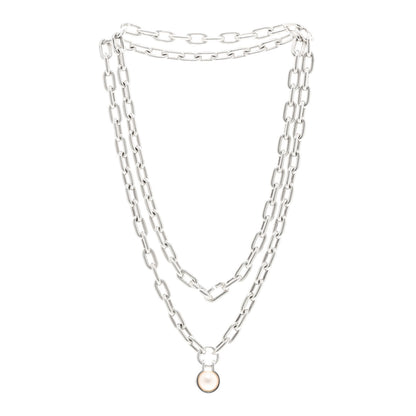 Tiffany Sterling Silver Cultured Pearl HardWear Necklace 3 of 6