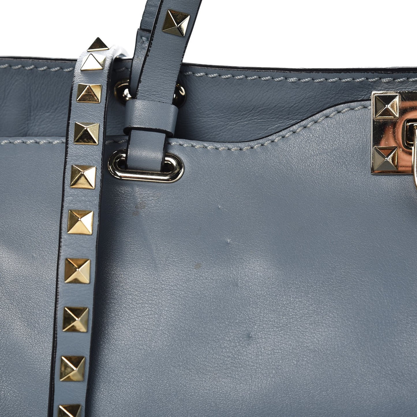 Vitello Medium Rockstud Tote Bright Blue