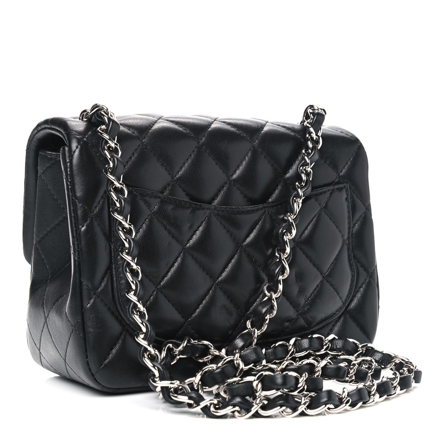 Lambskin Quilted Mini Square Flap Black