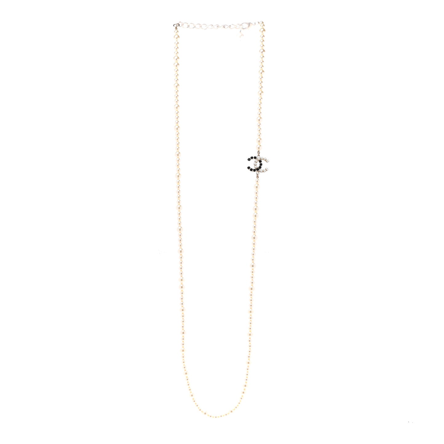 Pearl Crystal Dazzling Domino CC Necklace Gold Black