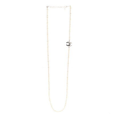 Chanel Pearl Crystal Dazzling Domino CC Necklace Gold Black 3 of 8