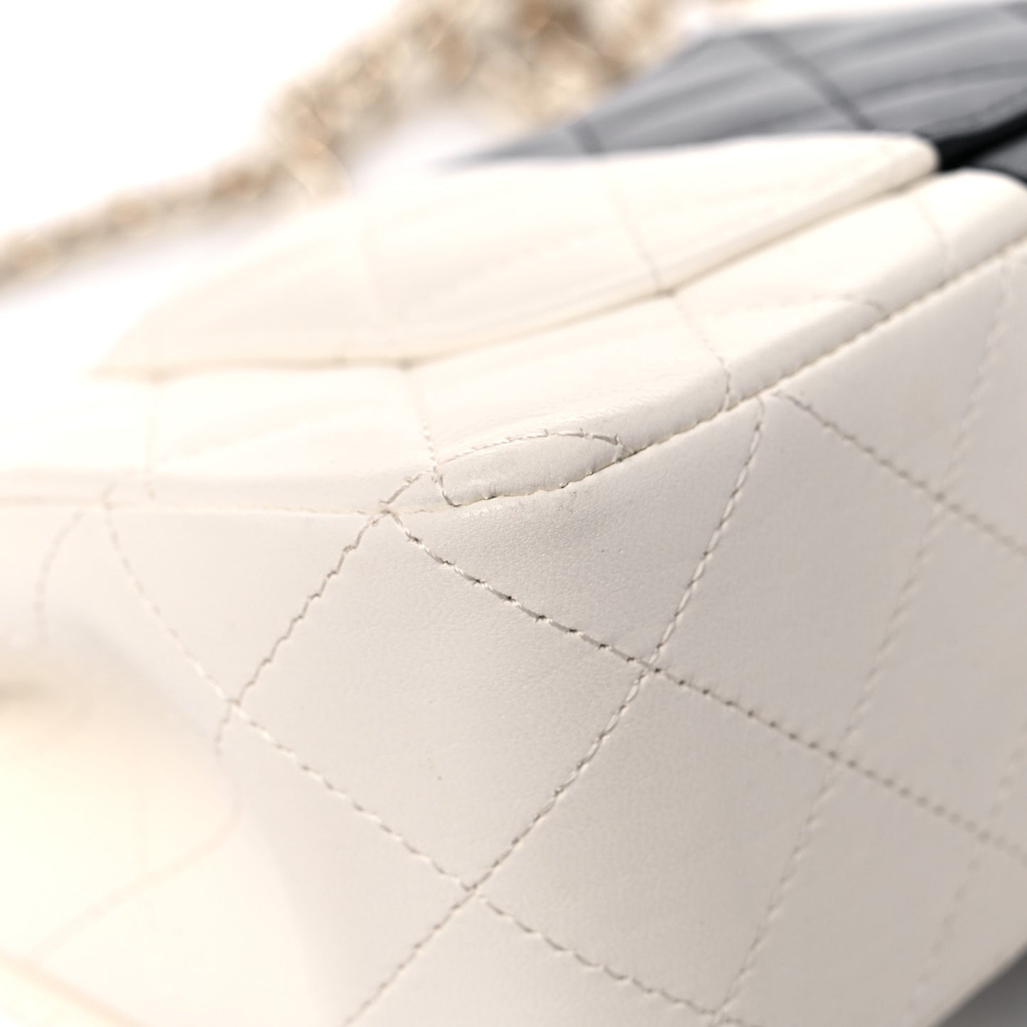 Lambskin Quilted Mini Rectangular Flap White Black