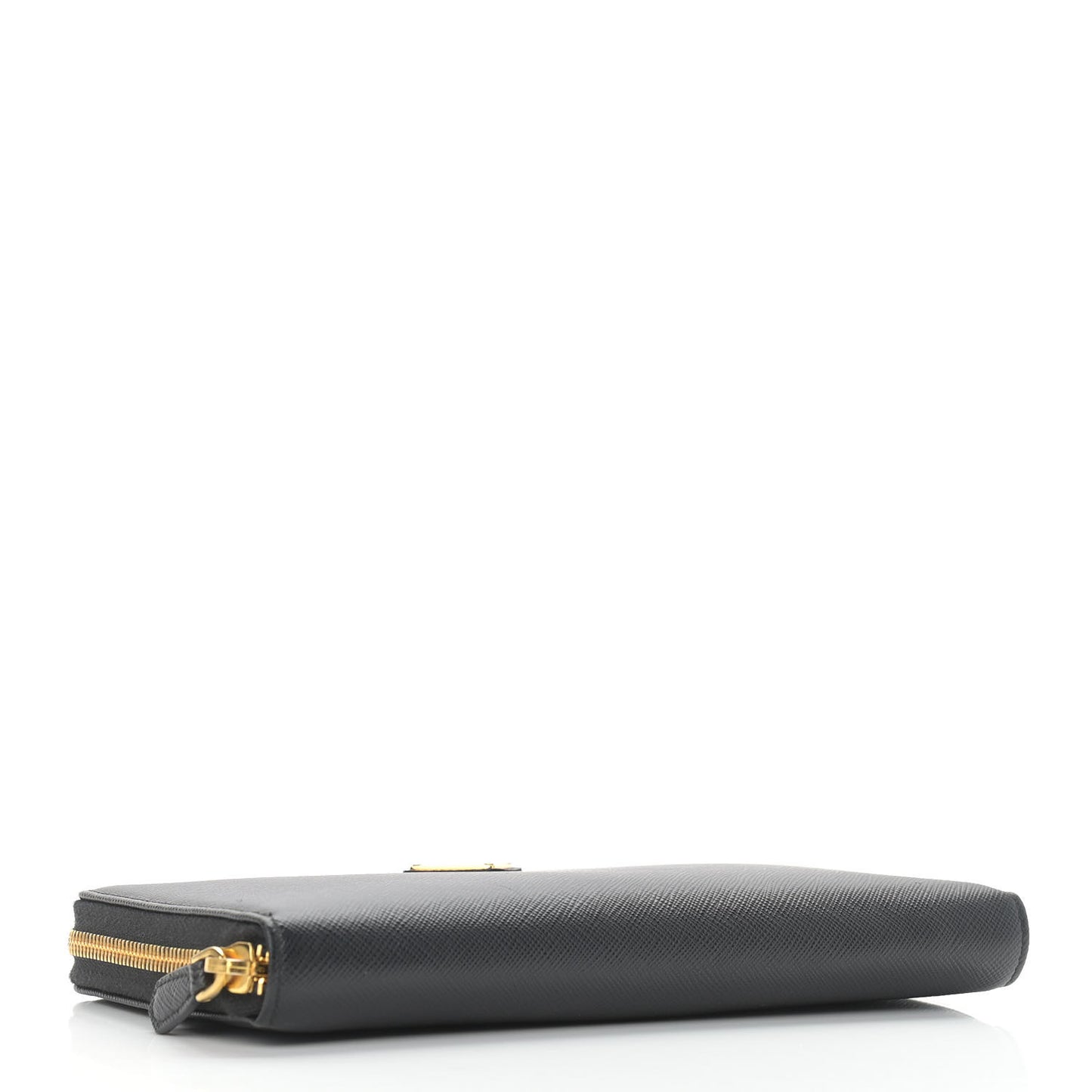 Saffiano Metal Large Zip Around Travel Wallet Black