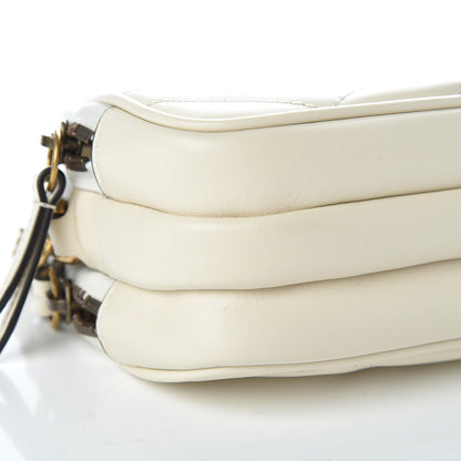 Gucci Calfskin Matelasse Mini GG Marmont Chain Crossbody Bag White 10 of 12