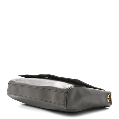Saint Laurent Smooth Calfskin Suede Medium Reversible Monogram Kate Satchel Grey Khaki 12 of 17