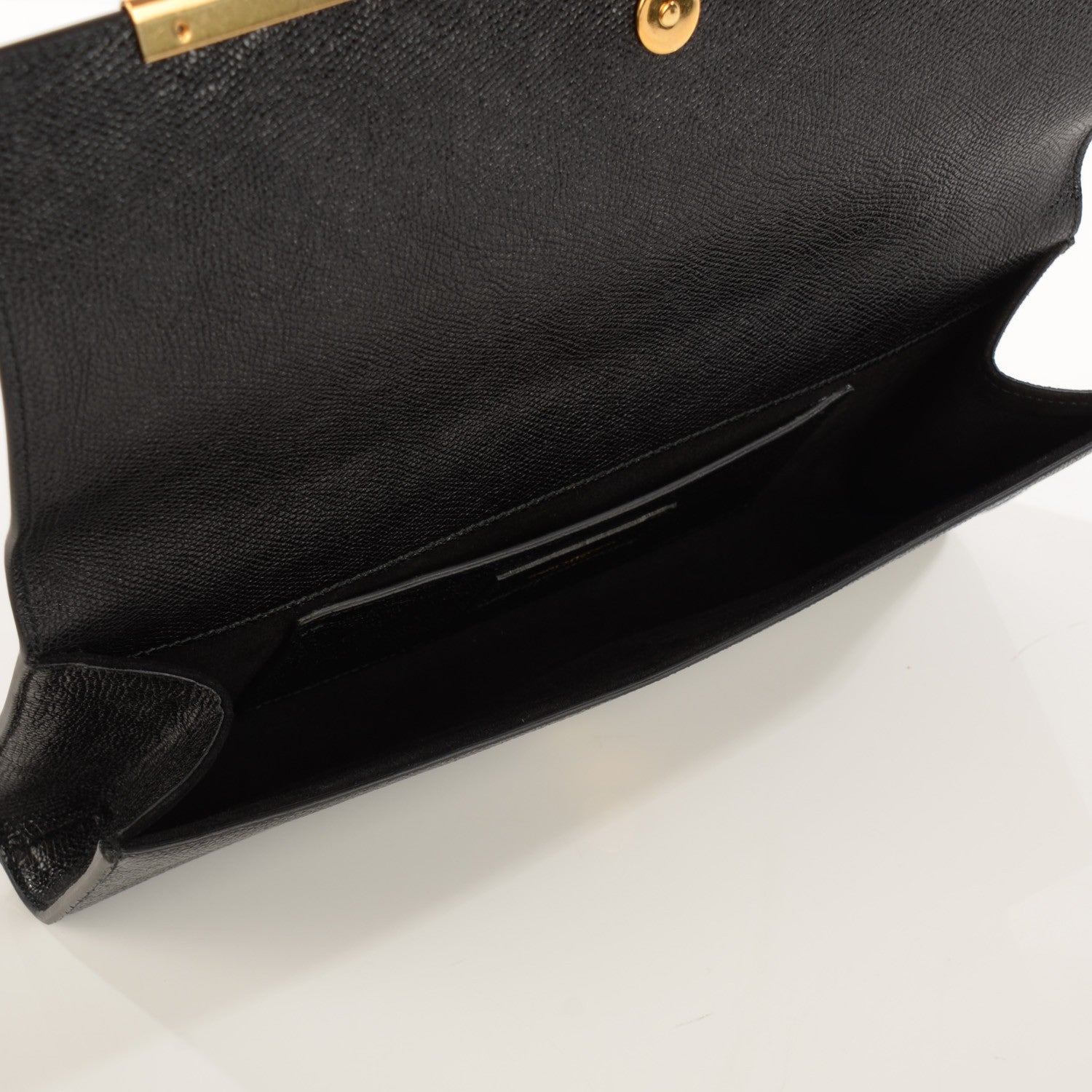 Saint Laurent Glossy Grained Calfskin Lutetia Flap Clutch Black 5 of 8