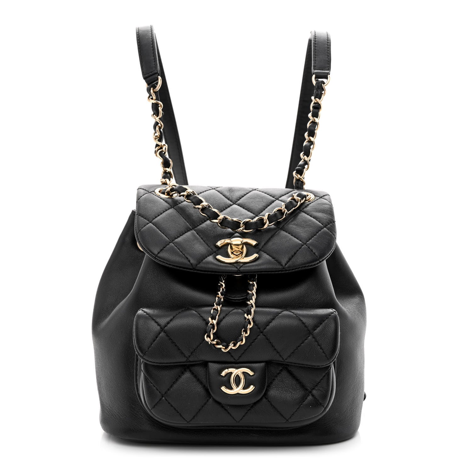 Chanel Lambskin Quilted Small Duma Drawstring Backpack Black 1 of 10