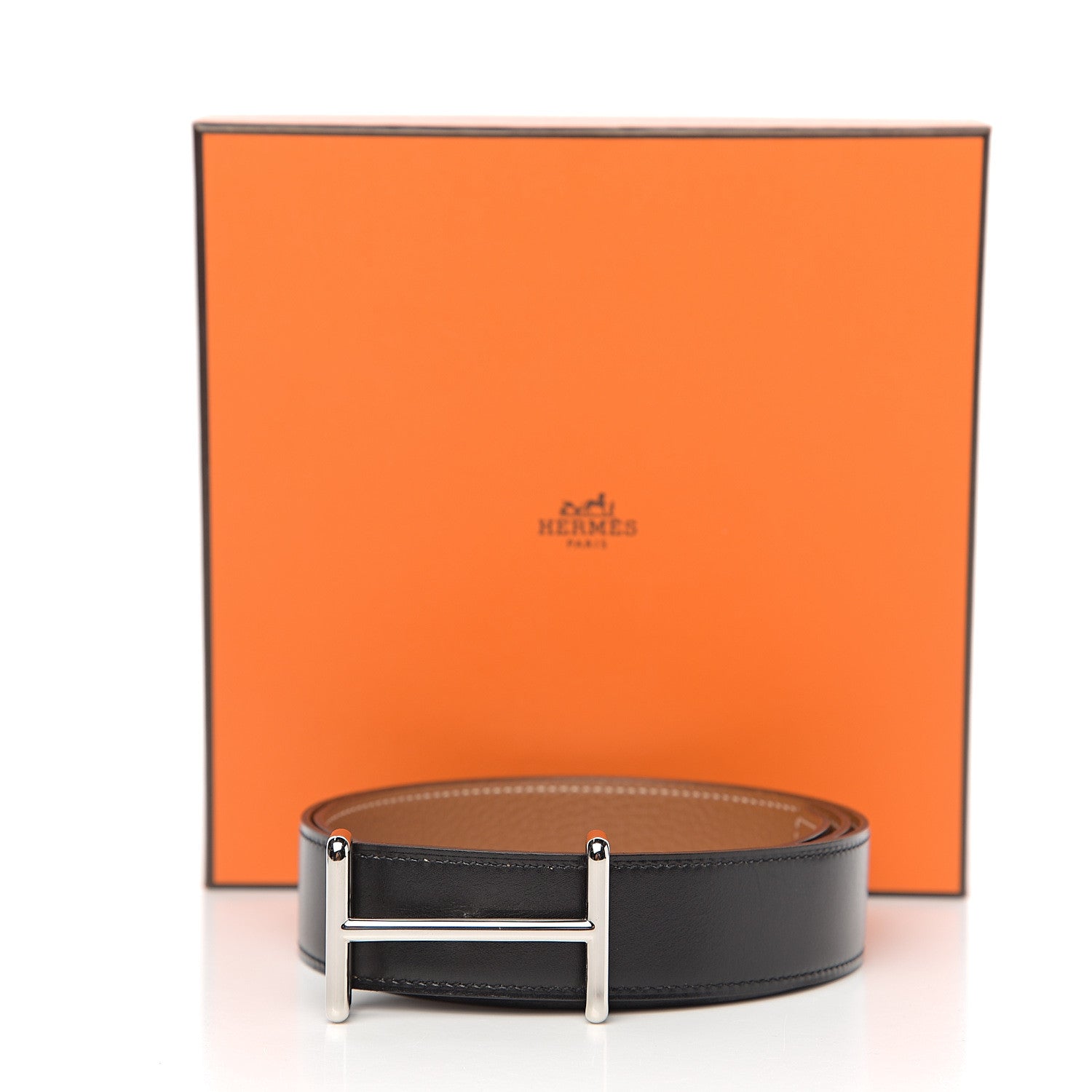 Hermes Box Togo 32mm Idem Belt 85 Black Gold 6 of 6