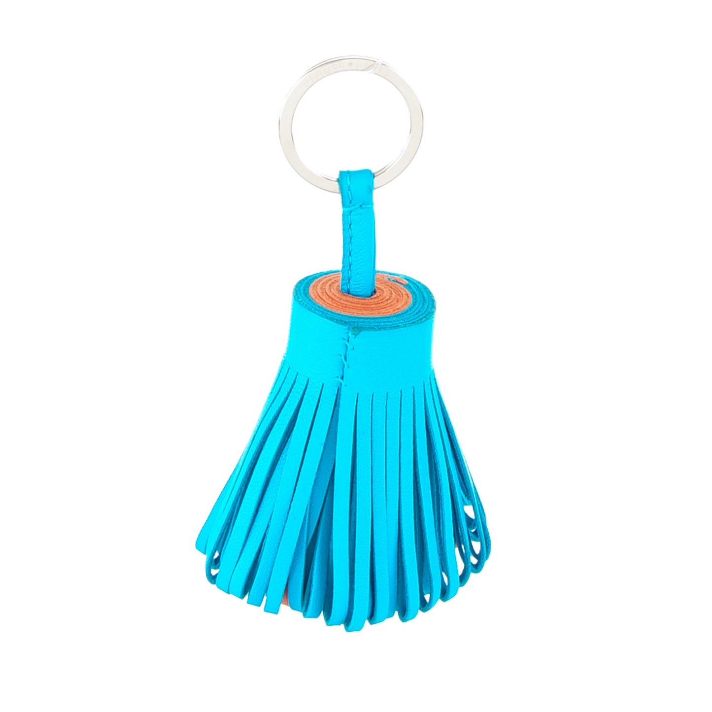 Lambskin Bi-Color Carmen Tassel Key Holder Bleu Aztec Brique