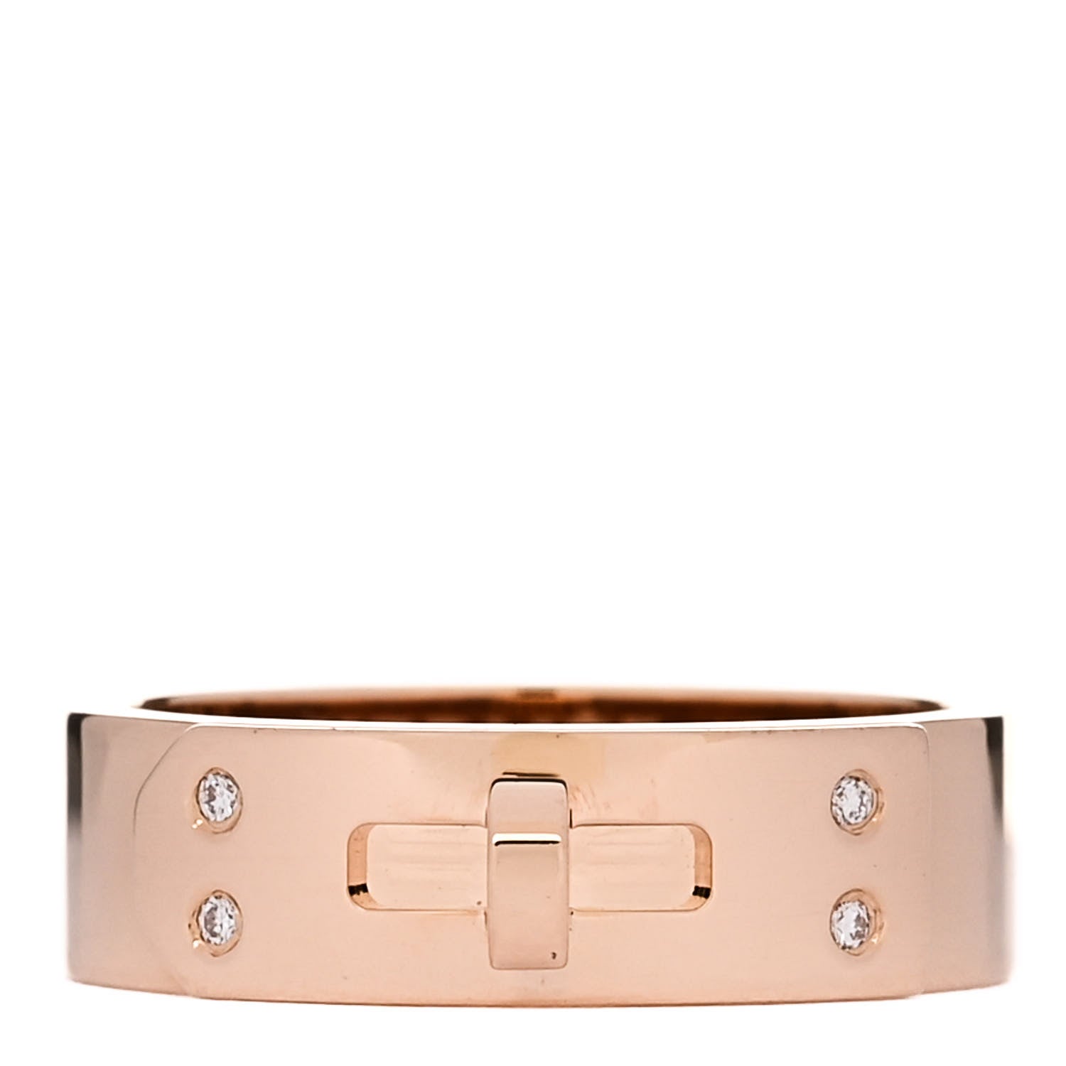 Hermes 18K Rose Gold Diamond PM Kelly Ring 47 4 1 of 5