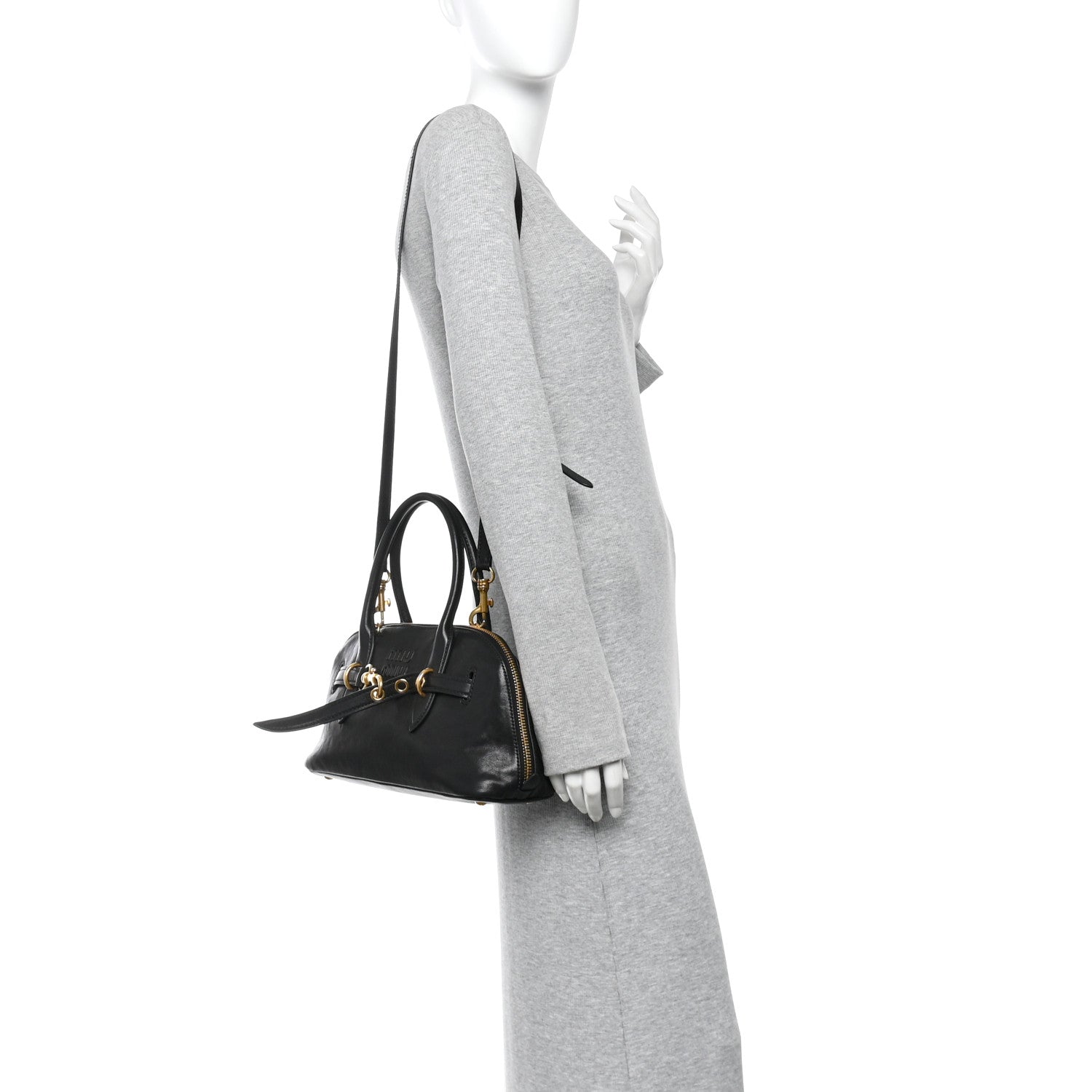 Miu Miu Nappa Aviator Regular Aventure Bag Black 2 of 9