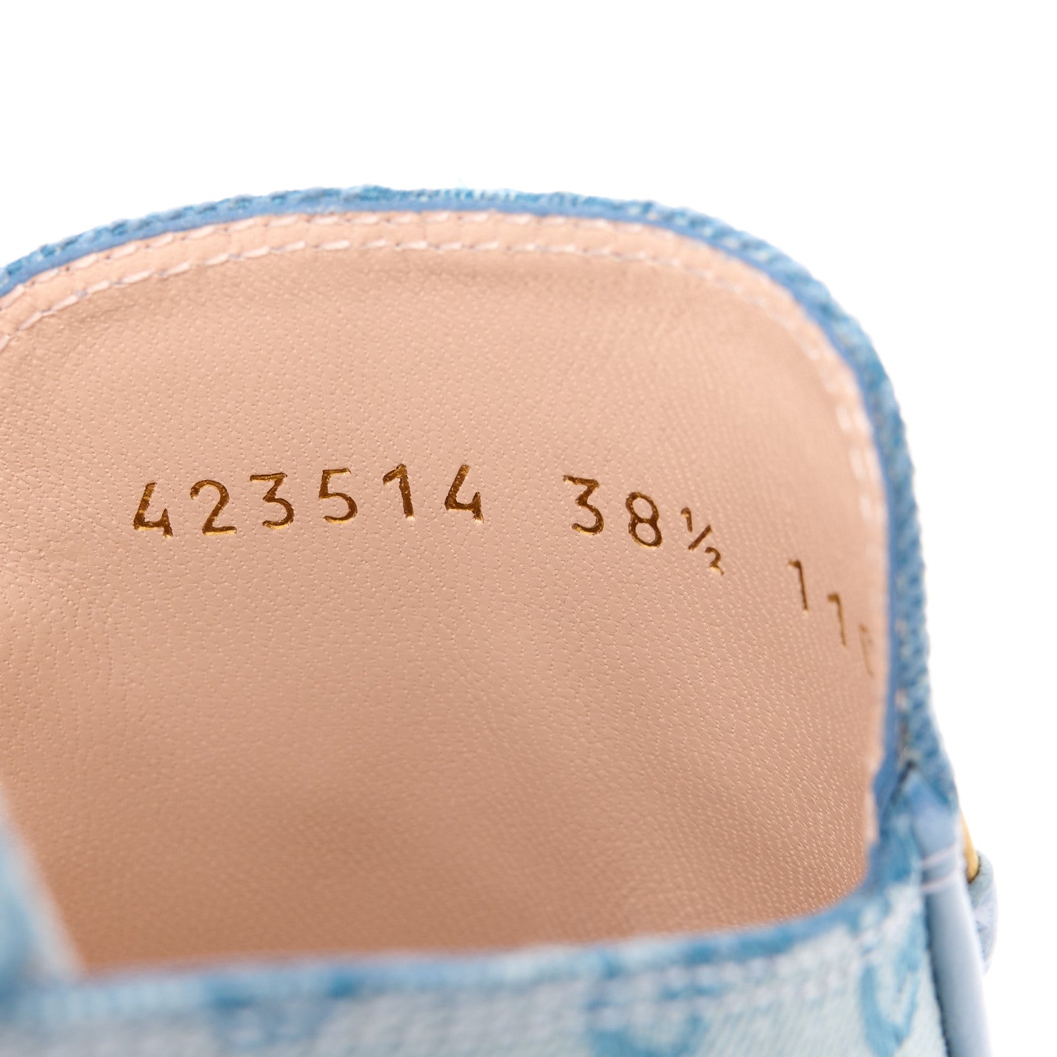 Gucci Canvas GG Monogram Nappa Womens Princetown Slippers 38.5 Porcelain Light Blue Dark Porcelain Light Blue 8 of 9