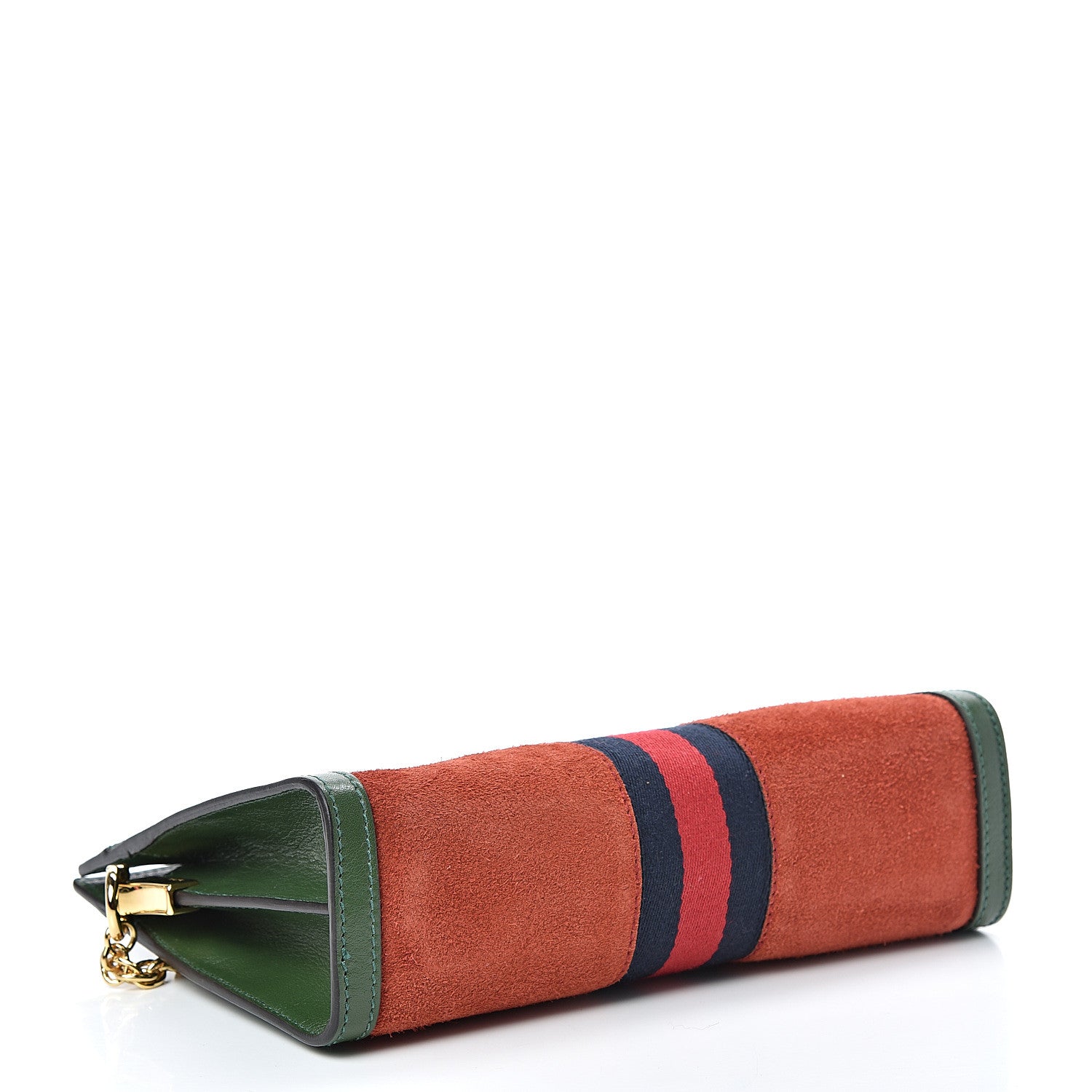 Gucci Suede Calfskin GG Web Small Ophidia Chain Shoulder Bag Brown Red Green 3 of 10