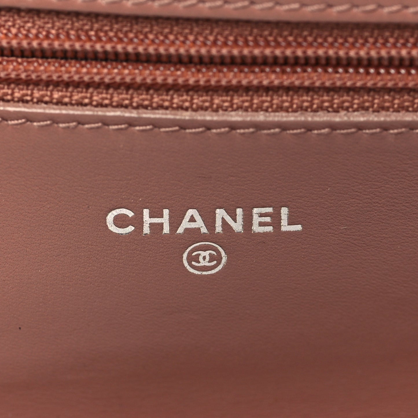 Metallic Glazed Calfskin Boy Wallet On Chain WOC Pink