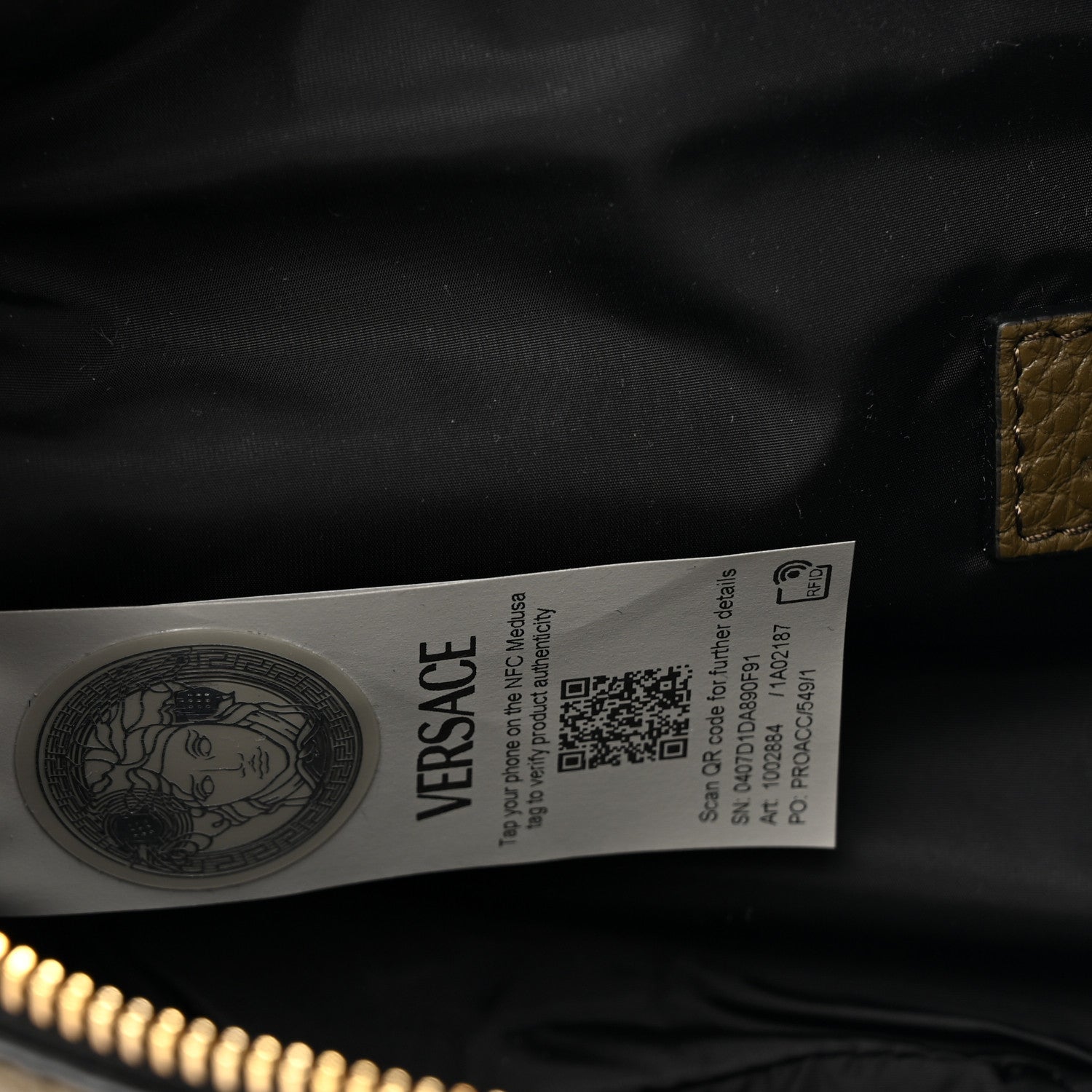Versace Grained Calfskin Vanitas Medea Belt Bag Khaki 7 of 10