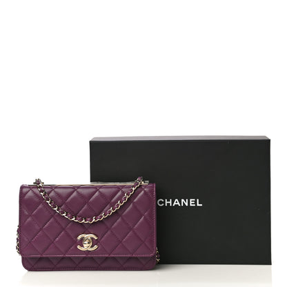 Chanel Lambskin Quilted Trendy CC Wallet On Chain WOC Purple 18 of 18