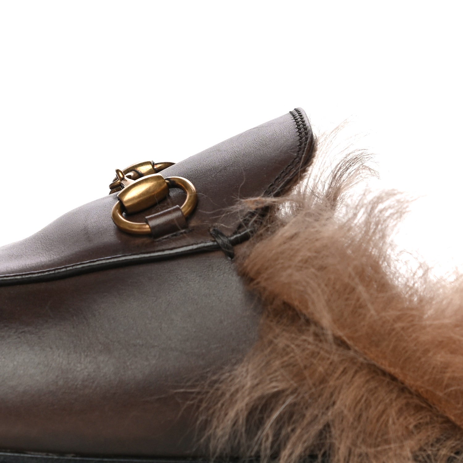 Gucci Calfskin Fur Womens Princetown Slippers 36.5 Brown 14 of 27