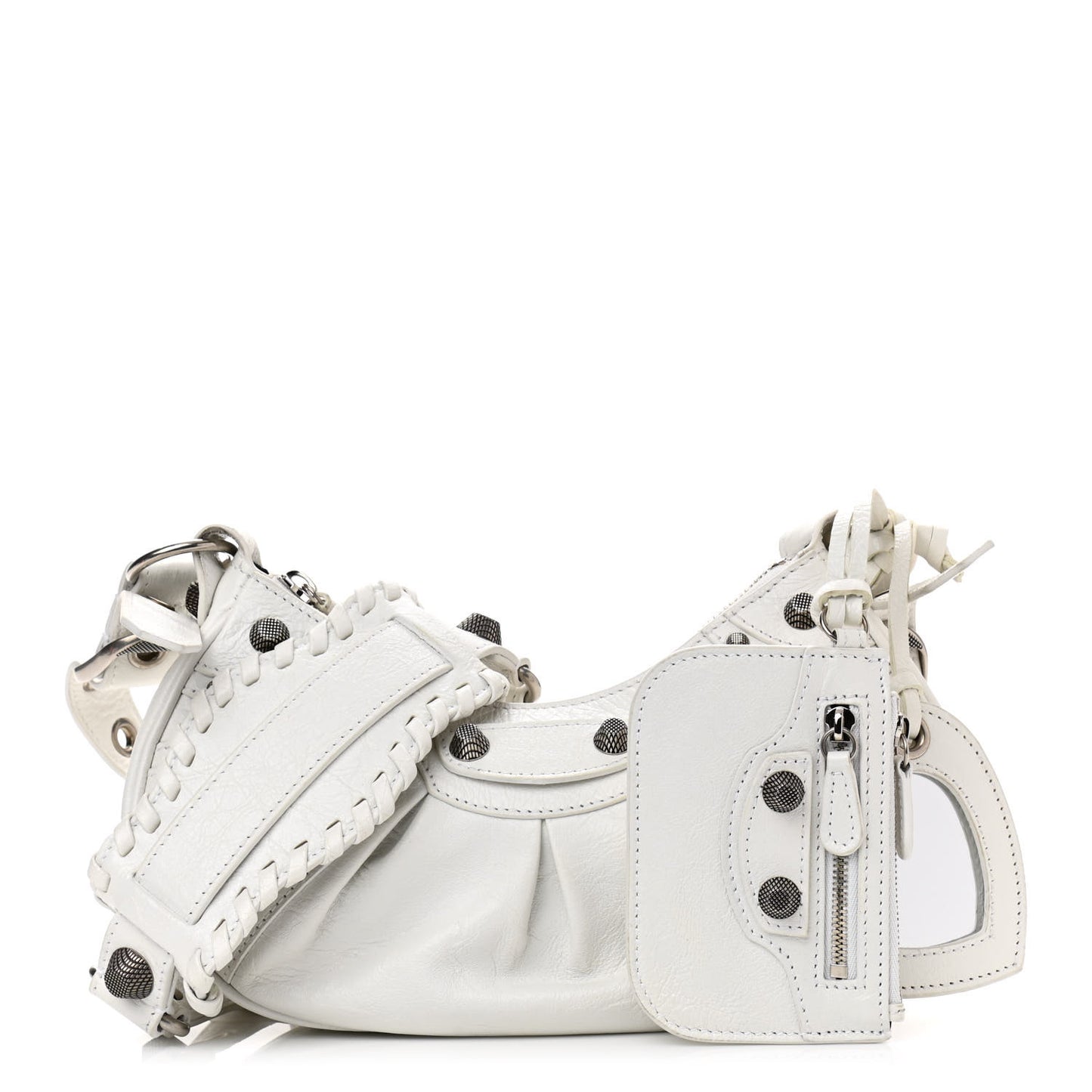 Agneau Arena Le Cagole Shoulder Bag XS Optic White