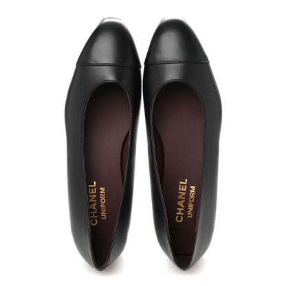 Chanel Lambskin Cap Toe CC Uniform Ballerina Flats 37 Black 2 of 11