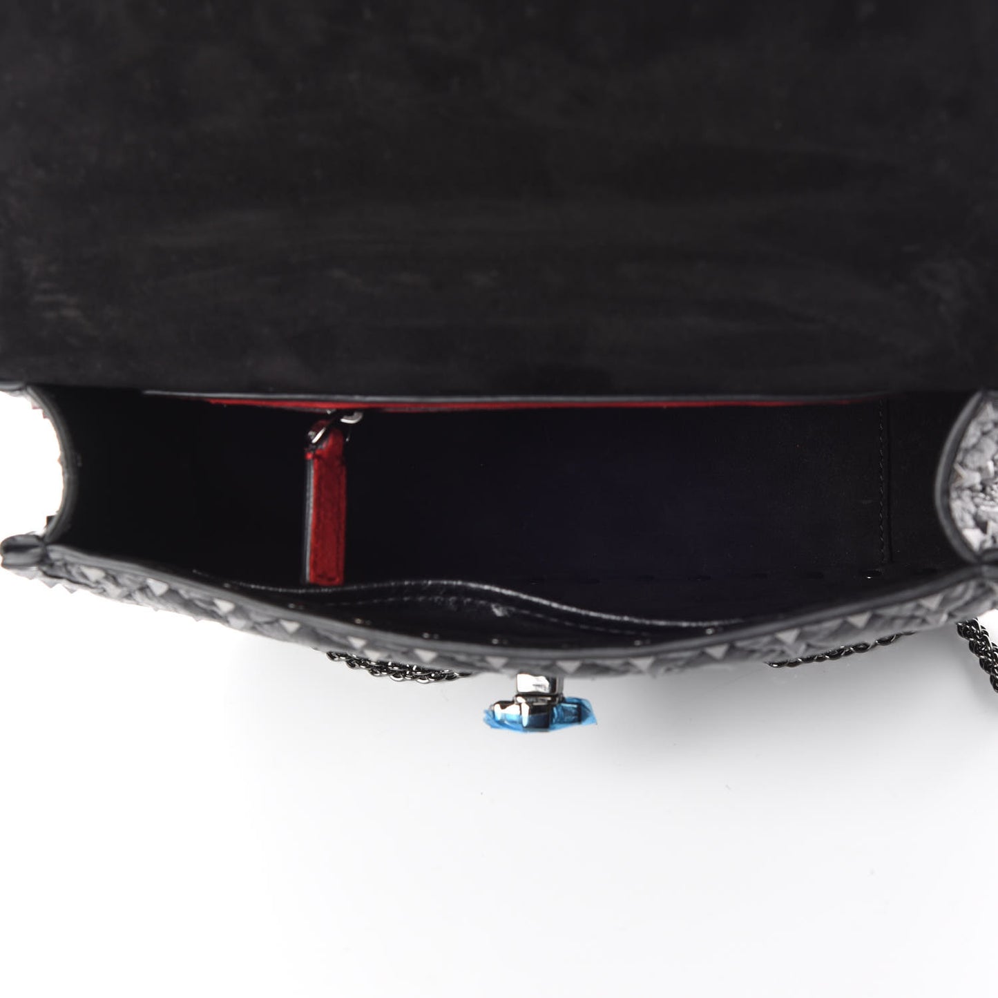 Craquele Nappa Medium Rockstud Spike Shoulder Bag Black