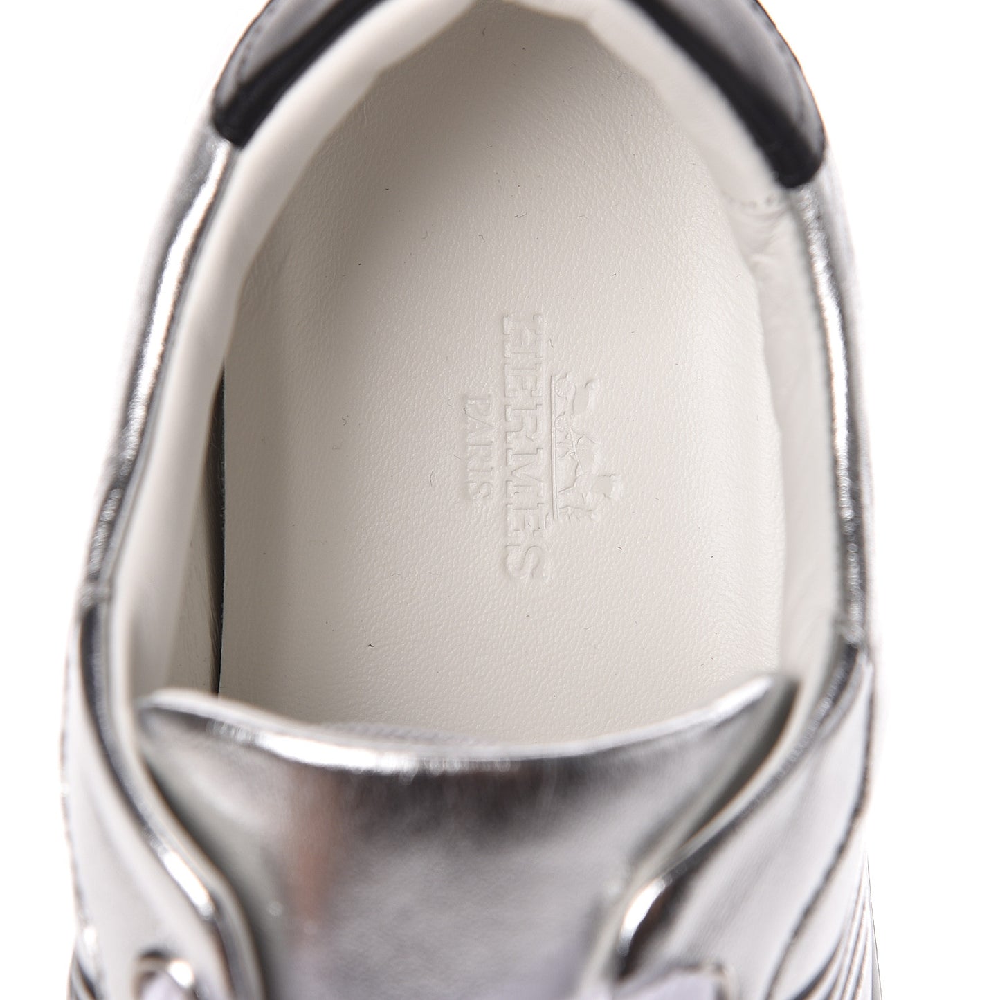 Metallic Nappa Calfskin Womens Avantage Sneakers 38 Gris Argente Black