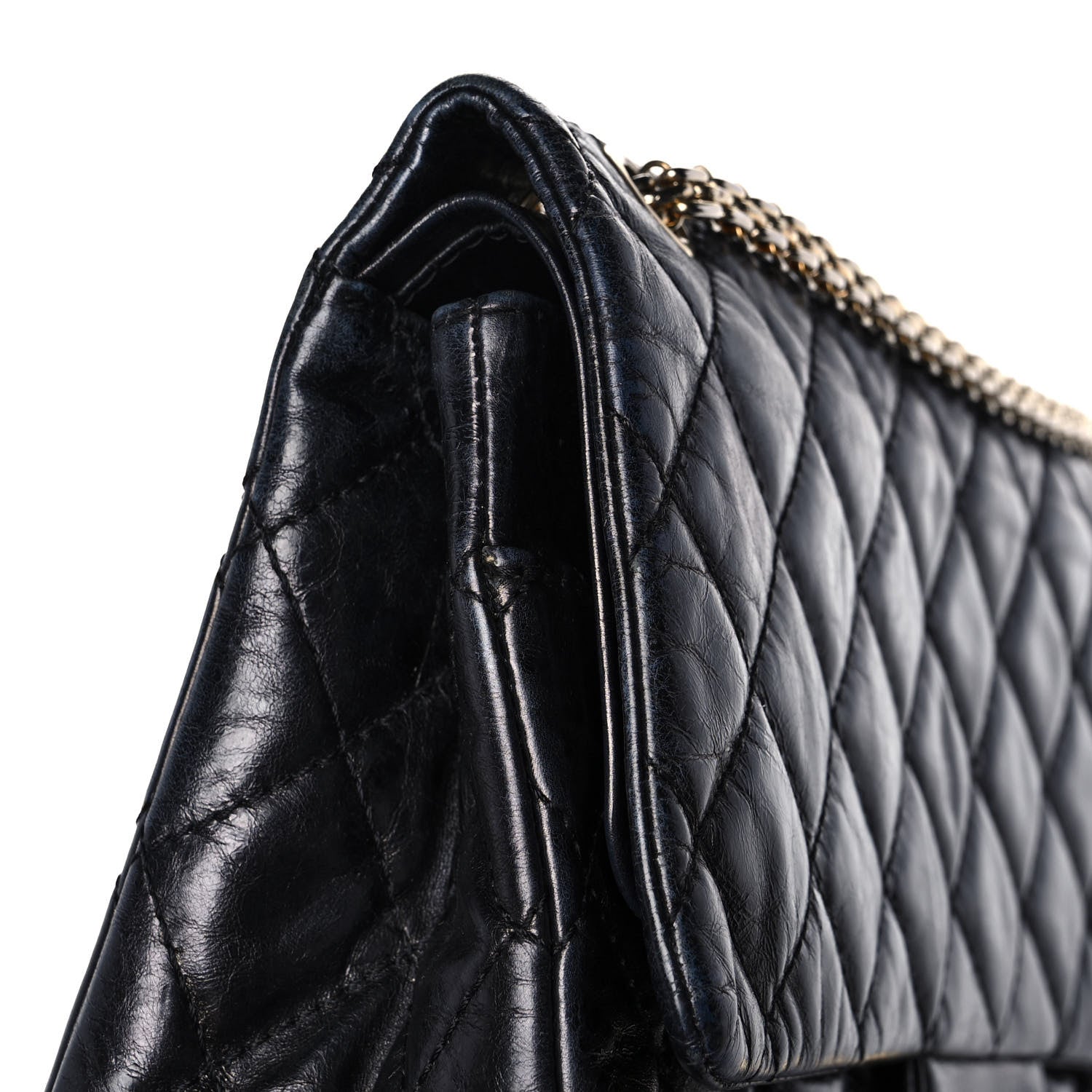 Chanel Glazed Aged Calfskin Quilted 2.55 Reissue 227 Flap Dark Navy 14 of 18