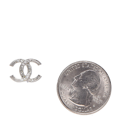 Chanel Crystal CC Moon Earrings Silver 2 of 5