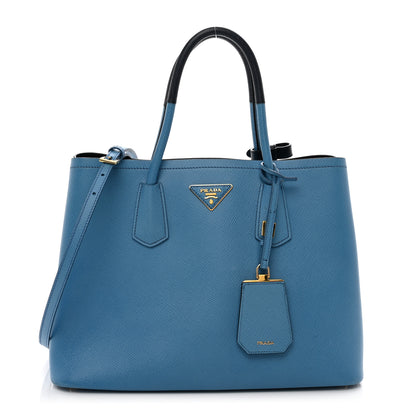 Prada Saffiano Cuir Bi-Color Medium Double Bag Mare Baltico 1 of 9
