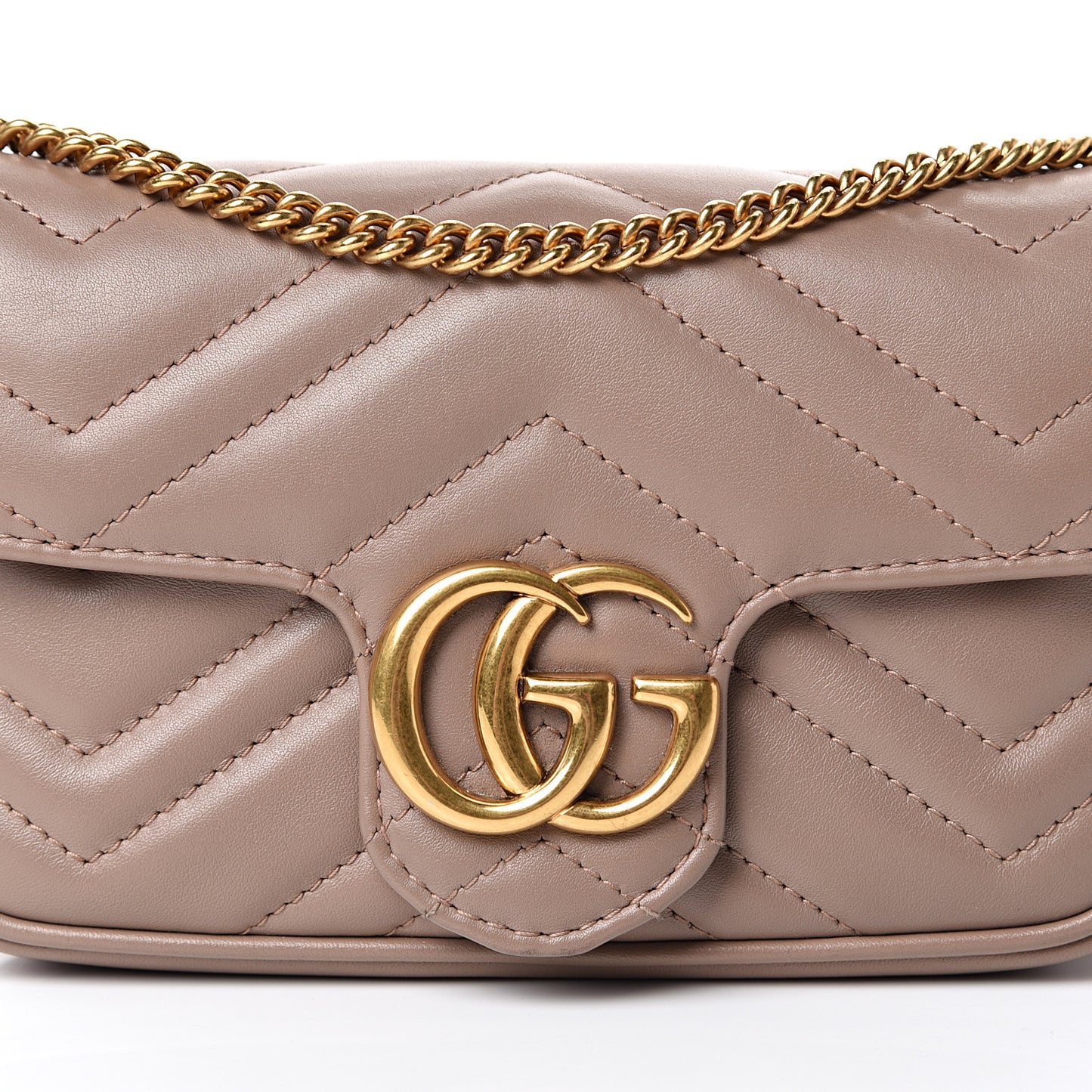 Calfskin Matelasse Super Mini GG Marmont Shoulder Bag Porcelain Rose