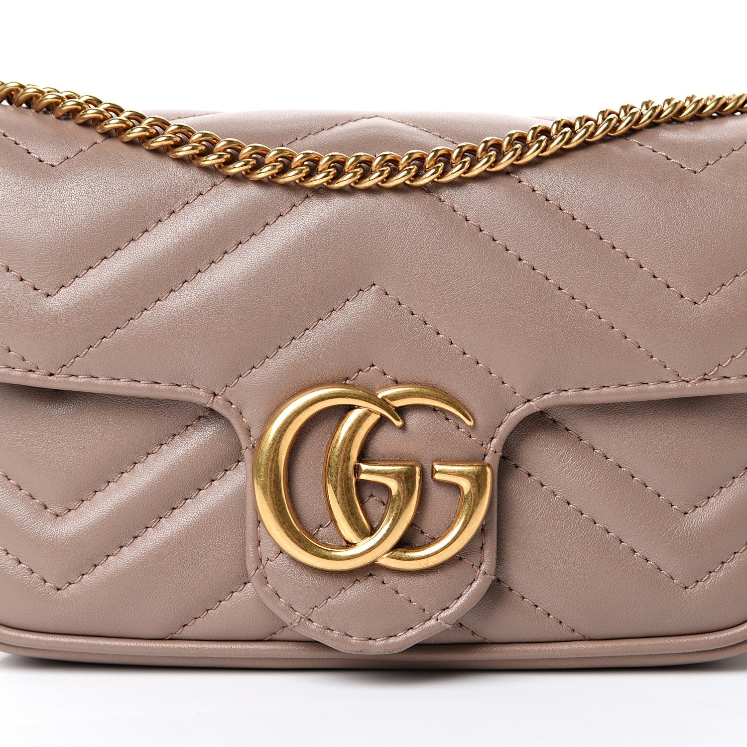Gucci Calfskin Matelasse Super Mini GG Marmont Shoulder Bag Porcelain Rose 7 of 14