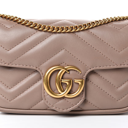 Gucci Calfskin Matelasse Super Mini GG Marmont Shoulder Bag Porcelain Rose 7 of 14
