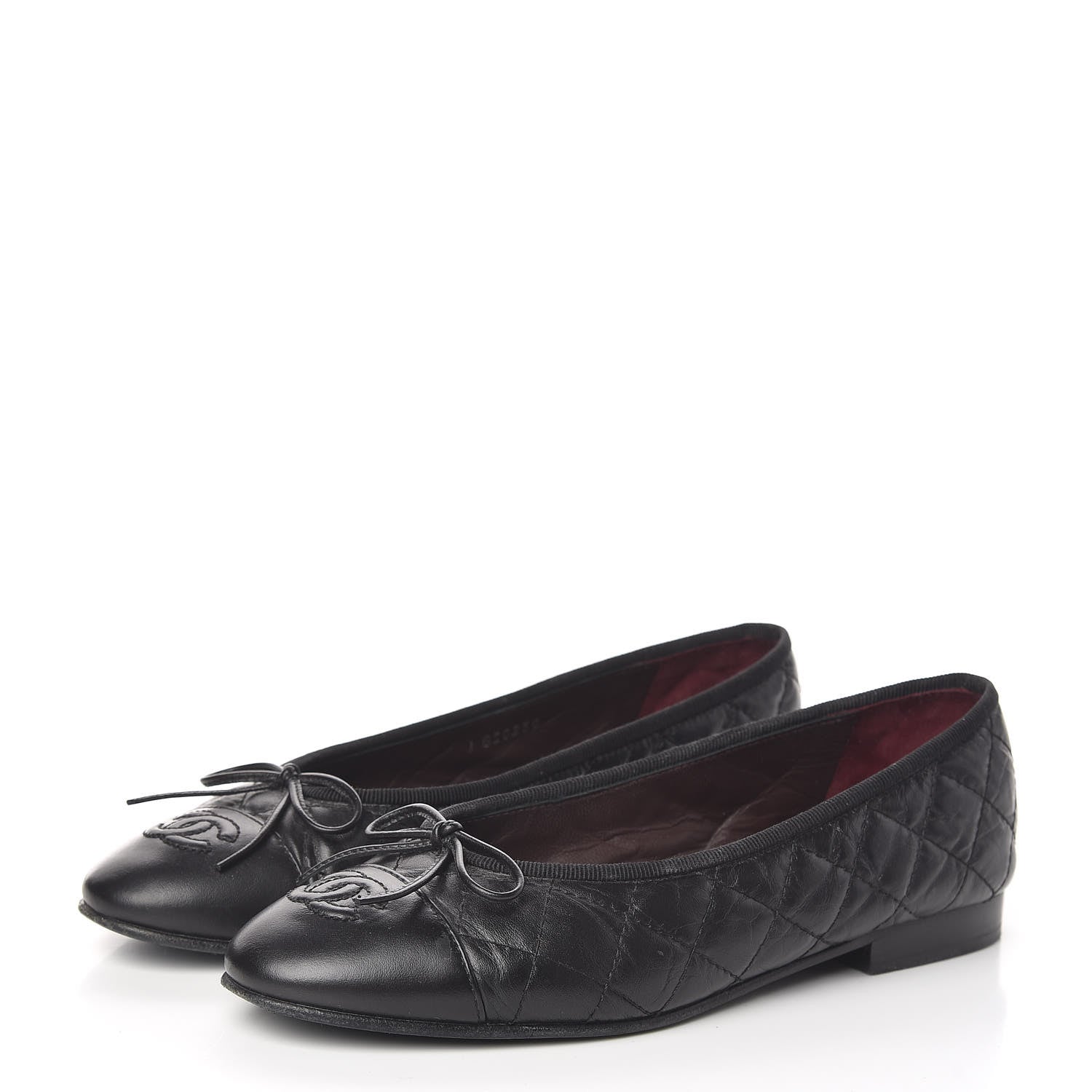 Chanel Aged Calfskin Quilted Cap Toe Ballerina Flats 36 Black 3 of 11