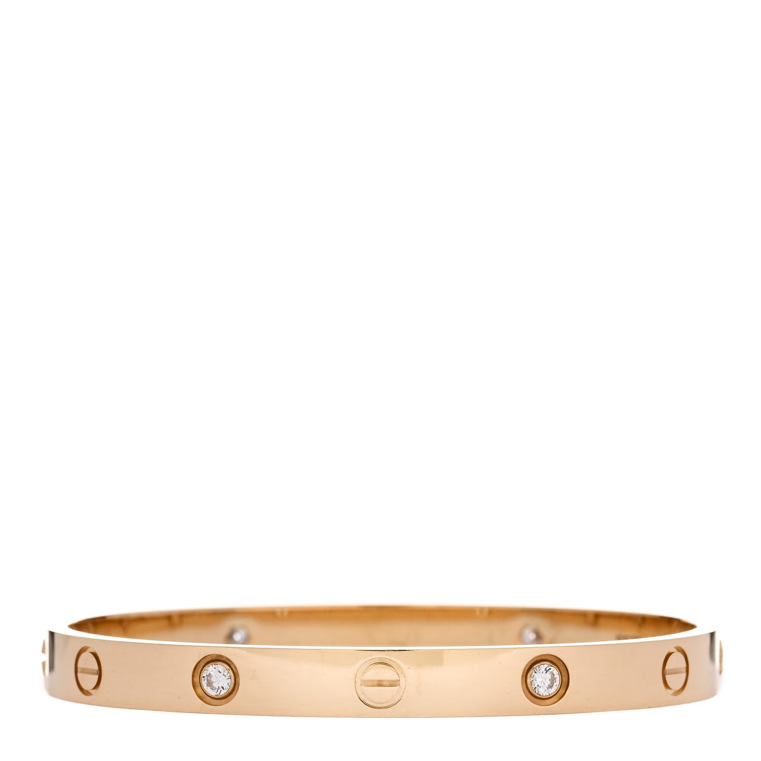 Cartier 18K Yellow Gold 4 Diamond LOVE Bracelet 17 2 of 6