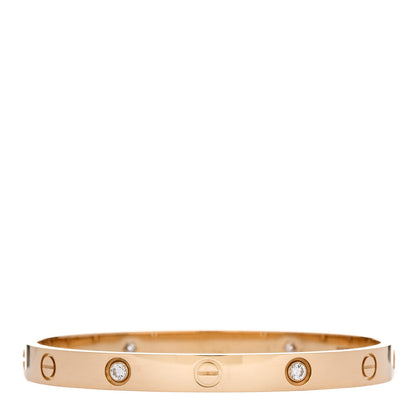 Cartier 18K Yellow Gold 4 Diamond LOVE Bracelet 17 2 of 6