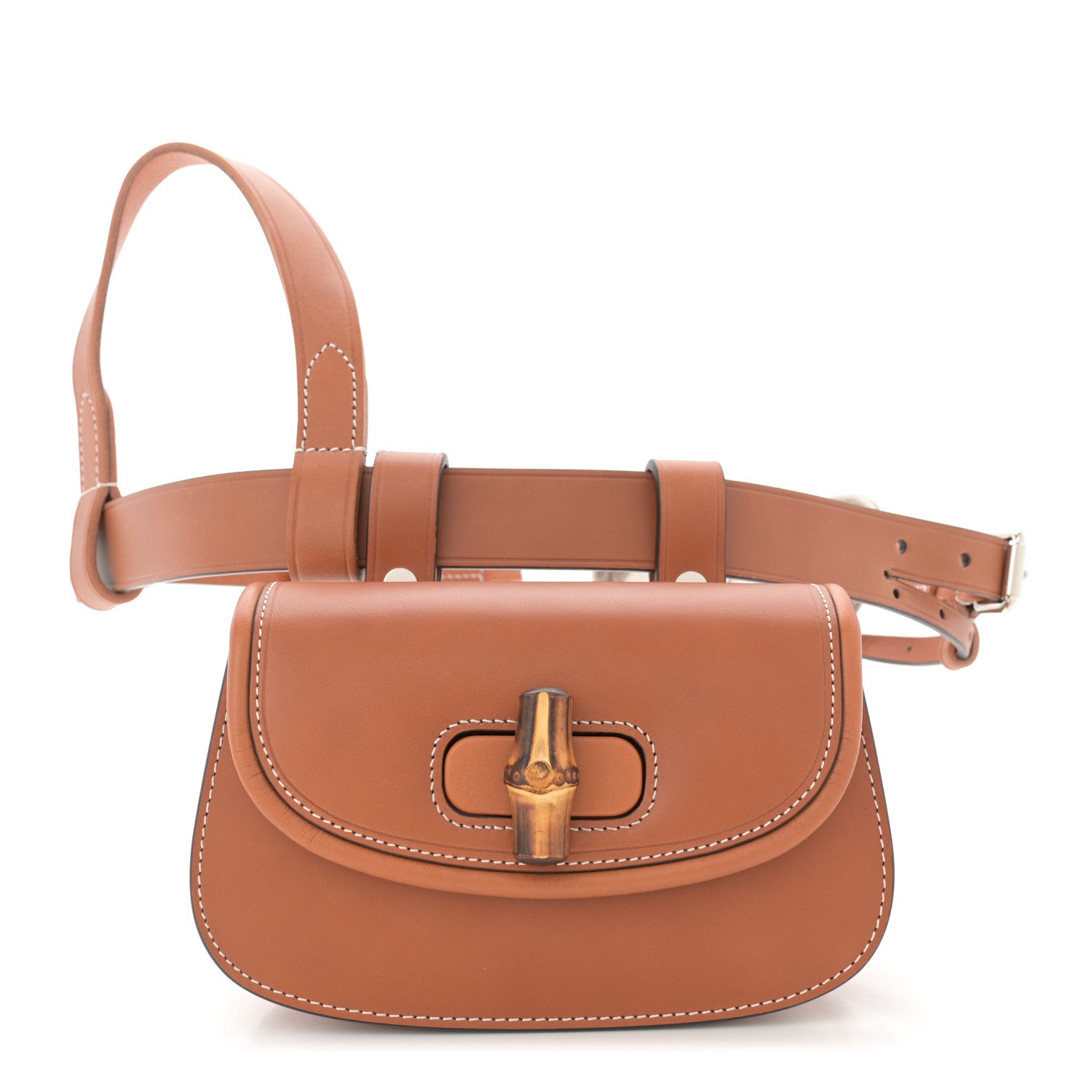 Gucci Calfskin Bamboo Mini 1947 Belt Bag 85 34 Brown 1 of 11