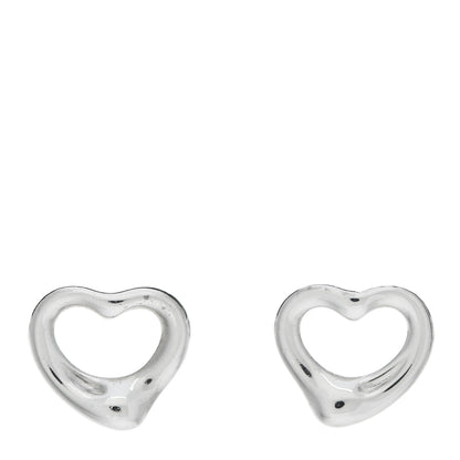Tiffany Sterling Silver 11mm Elsa Peretti Open Heart Earrings 1 of 4