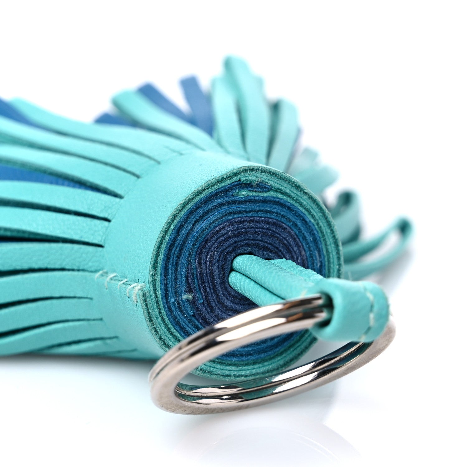 Hermes Lambskin Tri-Color Carmen Tassel Key Holder Bleu Lagoon Bleu Izmir Bleu De Malte 3 of 3