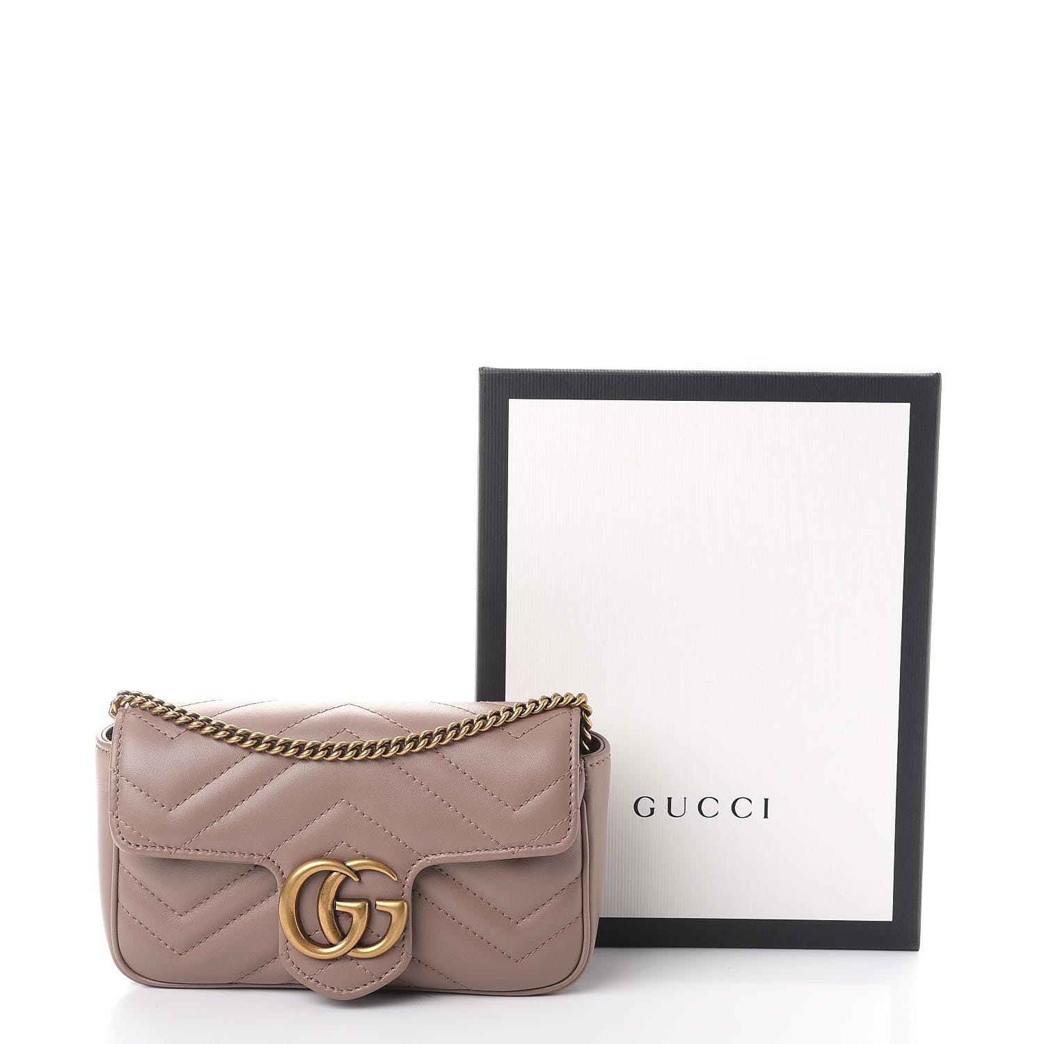 Gucci Calfskin Matelasse Super Mini GG Marmont Shoulder Bag Porcelain Rose 10 of 10