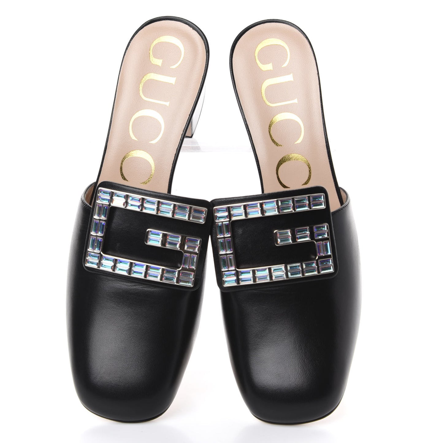 Malaga Kid Crystal Square G Madelyn Mules 36 Black