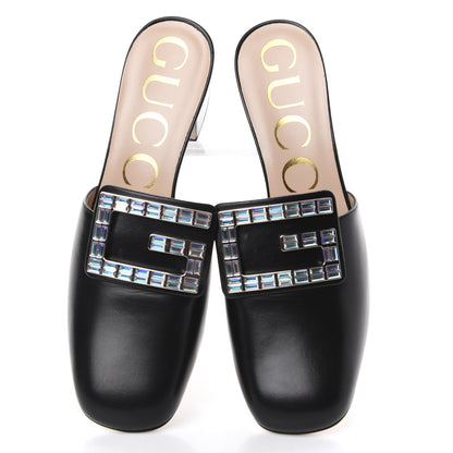 Gucci Malaga Kid Crystal Square G Madelyn Mules 36 Black 5 of 12