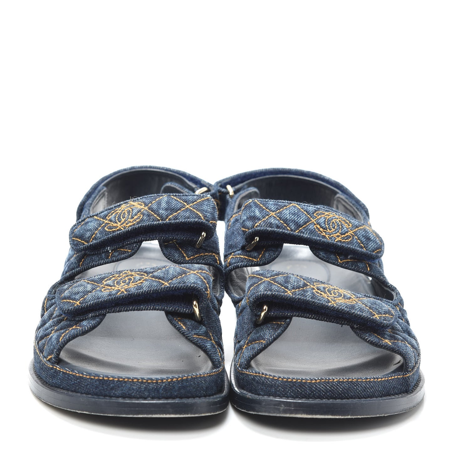 Denim Velcro Dad Sandals 38.5 Navy Blue