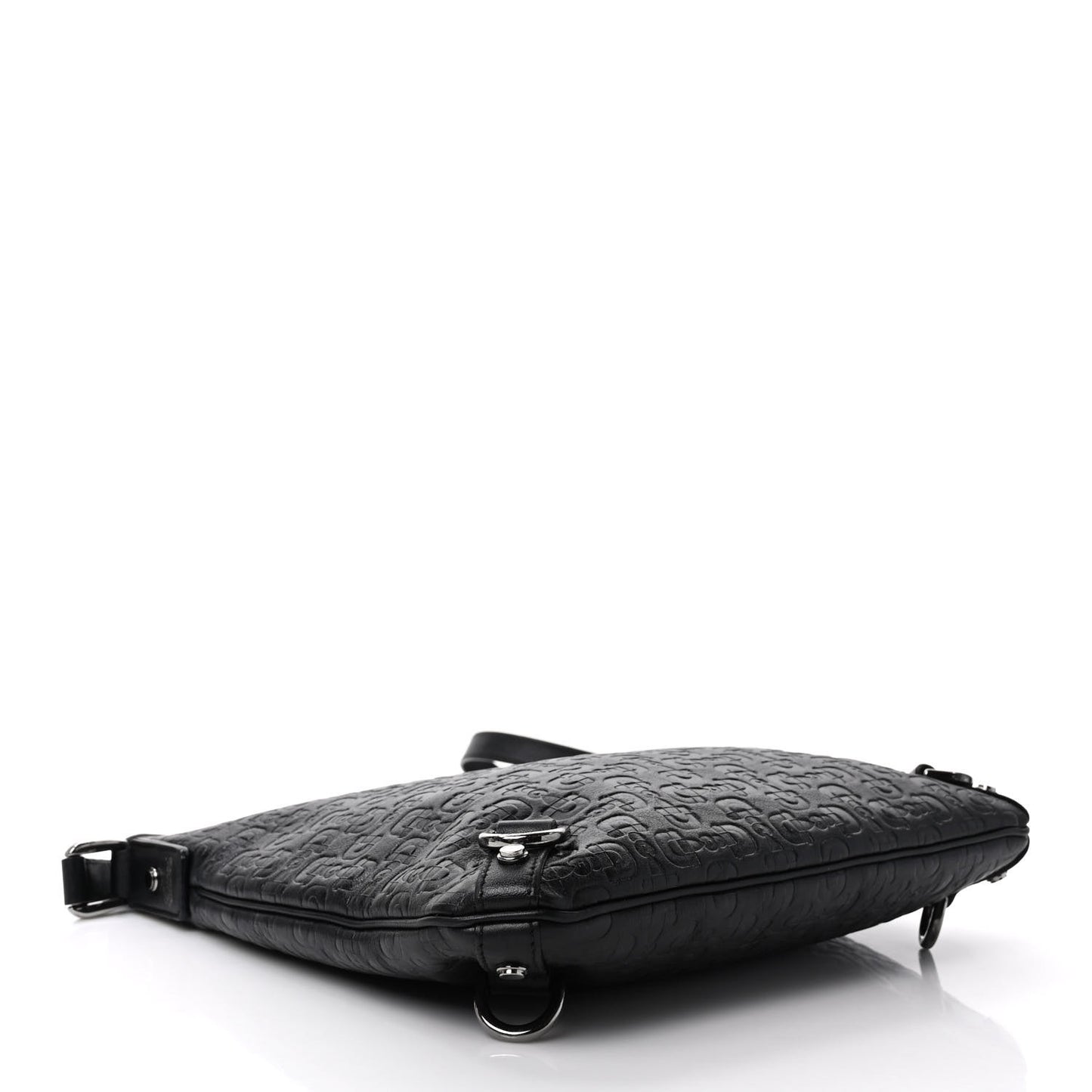 Calfskin Horsebit Embossed Abbey Messenger Black